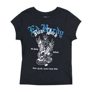 Ed Hardy NYC Eagle cap sleeve fitted baby tee